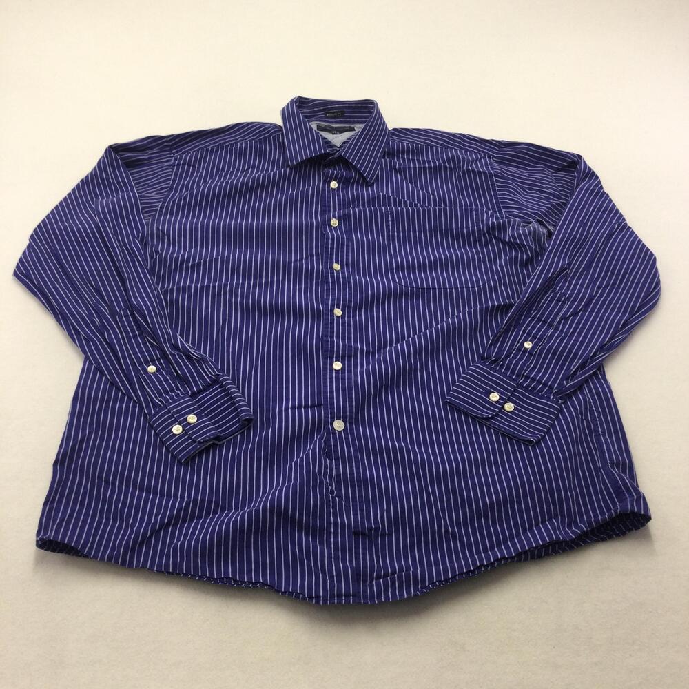 Tommy Hilfiger Shirt Mens 16.5 34-35 Blue Striped Long Sleeve Button Down Dress